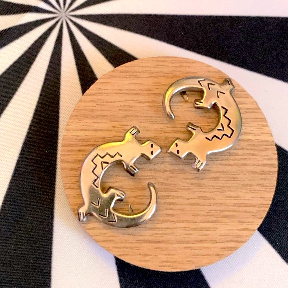Desert Lizards Pin Set (x2) Metal Pins Vintage Native Design Style